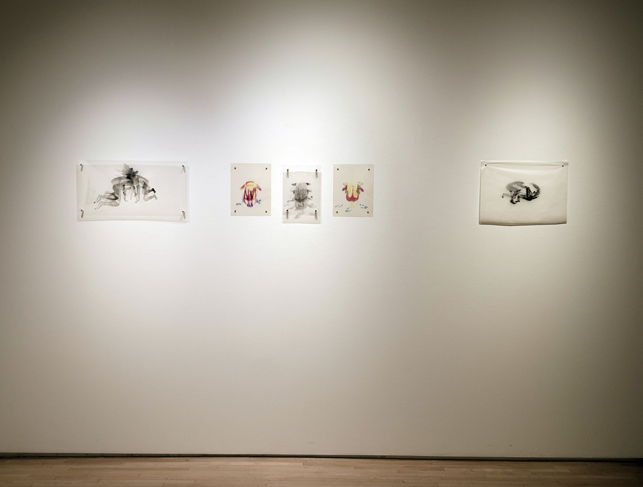 Toner drawings on film and The Fight_install